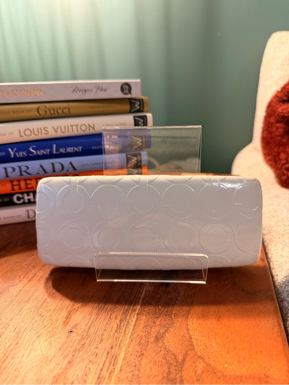 Coach White Embossed Sunglasses Case